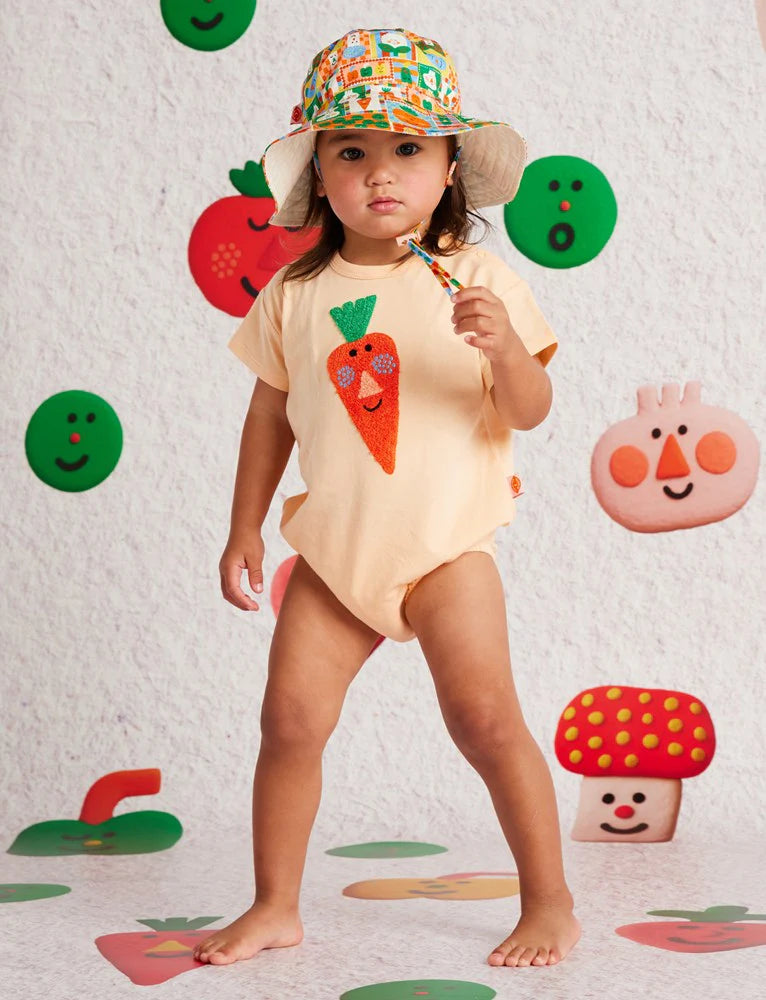 Cotton Short Sleeve Bodysuit / Pocket Patch