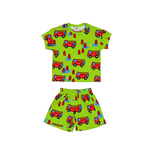 COTTON SET - GREEN FIRE TRUCK