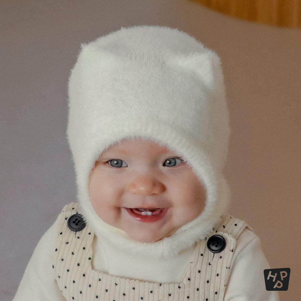 Mink Fluffy Knit Baby Balaclava