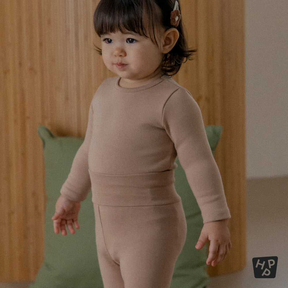 Pure basic modal fleece lined comfy belly baby leggings (SIZE 80-110)
