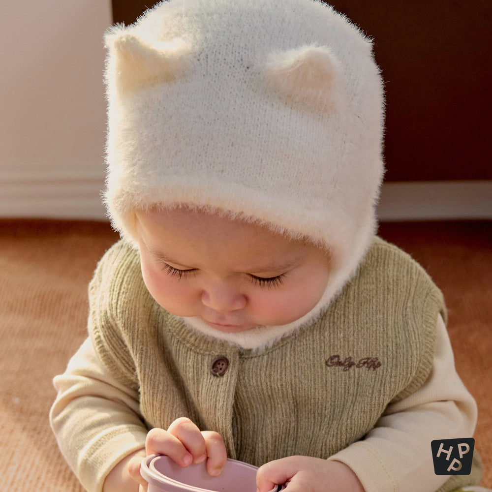 Mink Fluffy Knit Baby Balaclava
