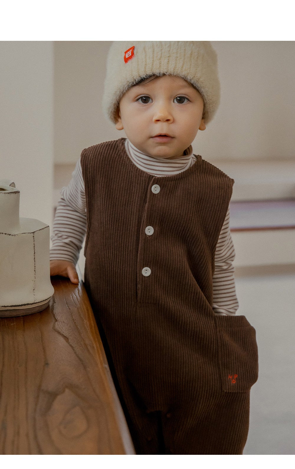 Brownie Fleece Lined Corduroy Baby Jumpsuit (SIZE 80-110)