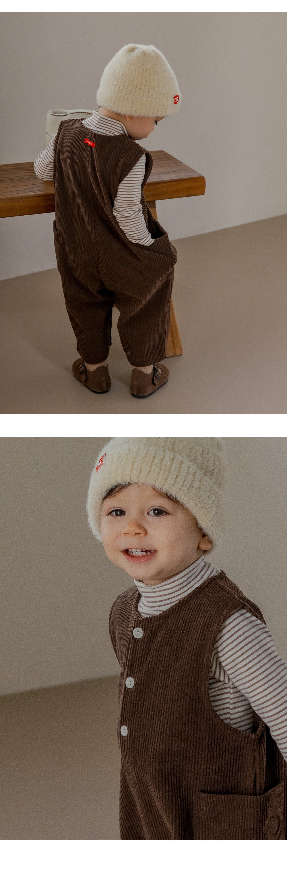 Brownie Fleece Lined Corduroy Baby Jumpsuit (SIZE 80-110)
