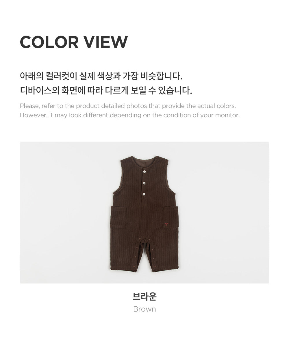 Brownie Fleece Lined Corduroy Baby Jumpsuit (SIZE 80-110)