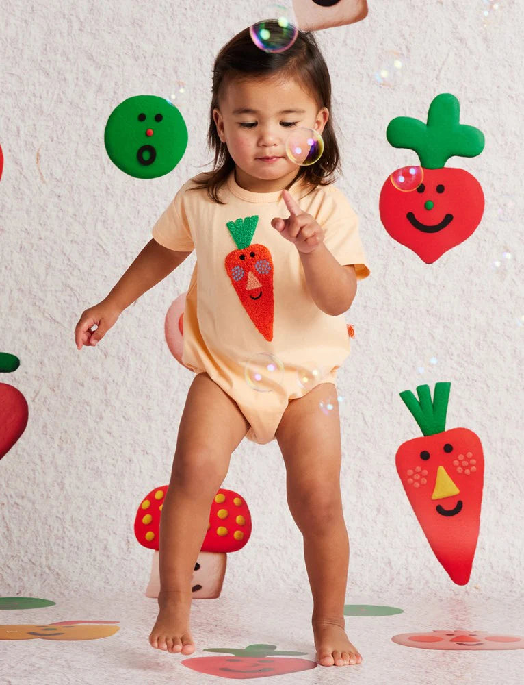 Cotton Short Sleeve Bodysuit / Pocket Patch