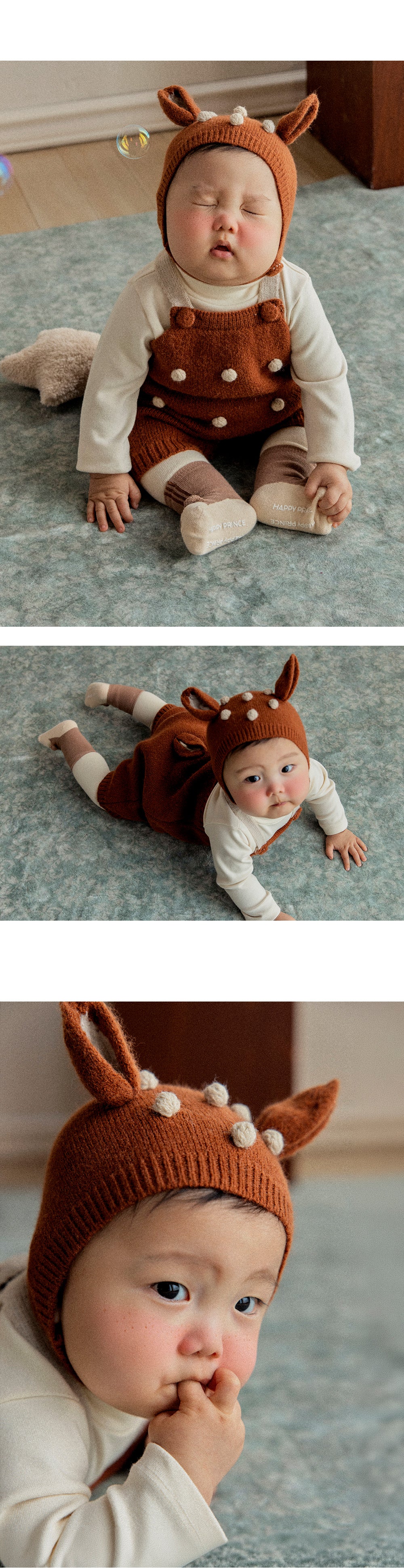 Moa Knit Baby Overall Set (SIZE 80-90)