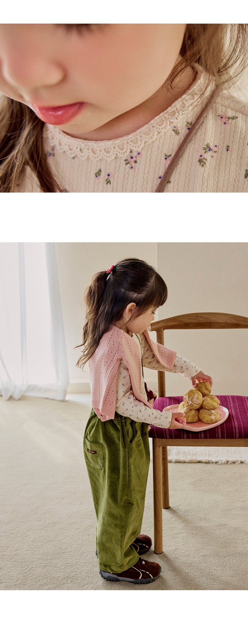 Poplin Eyelet Long-Sleeve T-shirt (80-130 SIZE)