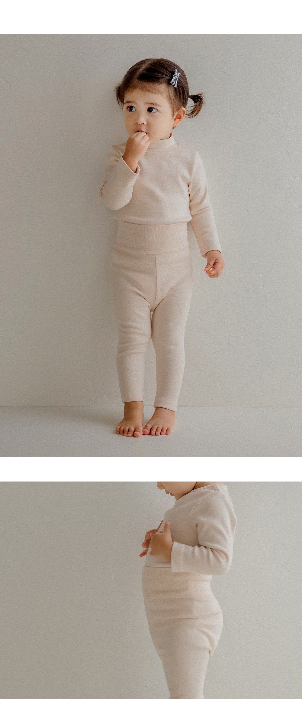Pure basic modal fleece lined comfy belly baby leggings (SIZE 80-110)