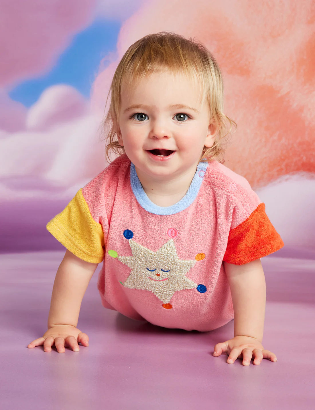 Terry Short Sleeve Bodysuit / Stars